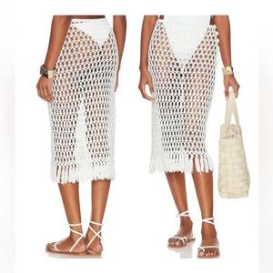 Superdown White Crochet Midi Skirt - Bathing Suit Coverup